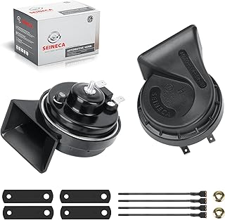 SEINECA Car Horn 12V Loud Dual-Tone Electric Snail Horn Kit Universal Fit，12v Auto Horn Kit High and Low Tone for Truck Car Motorcycle Pickup RV SUV.