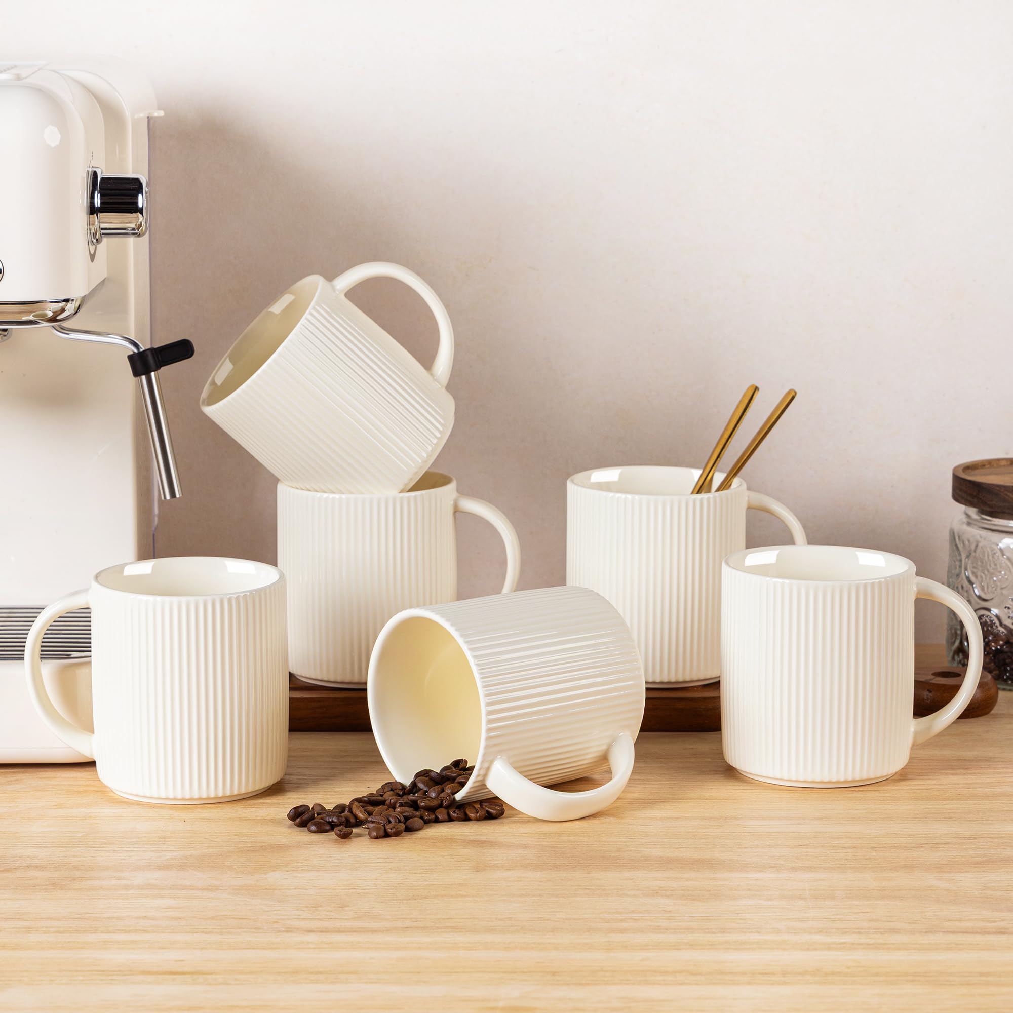 Amazon.com: theterra Ceramic Coffee Mugs Set of 6, 14.2oz Handmade