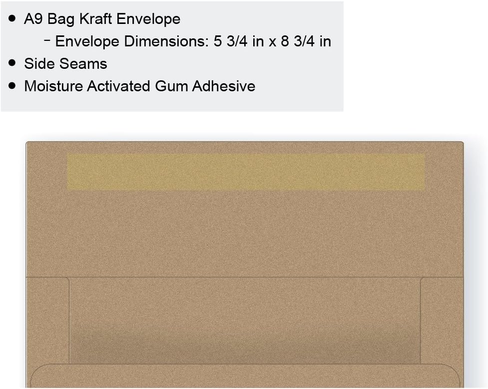 A9 Invitation Envelope - 70# Text Brown Bag Kraft (5 3/4 x 8 3/4) - Announcement Series (Pkg of 100)