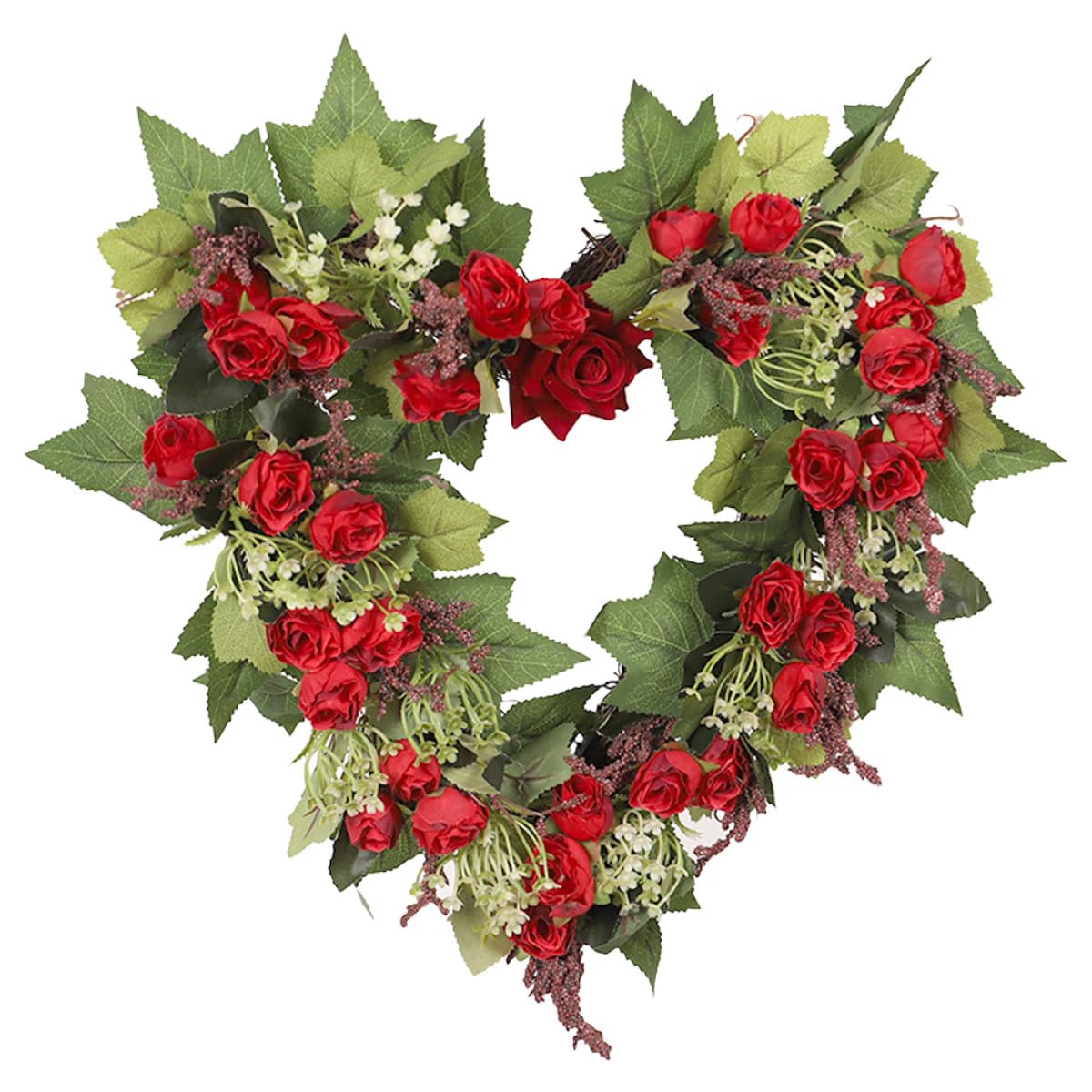 POPETPOP Dekorativer Herzkranz aus Künstlichen Rosen für Valentinstag und Hochzeit Sicher zu Verwenden mit Rattan und Schaumstoff Romantische Atmosphäre für Zuhause oder Festival