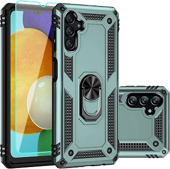 for Galaxy A13 5G Phone Case,with Screen Protector,[Military Grade] 16ft. Drop Tested Cover with Magnetic Kickstand Protective Case for Galaxy A13 5G Dark Green
