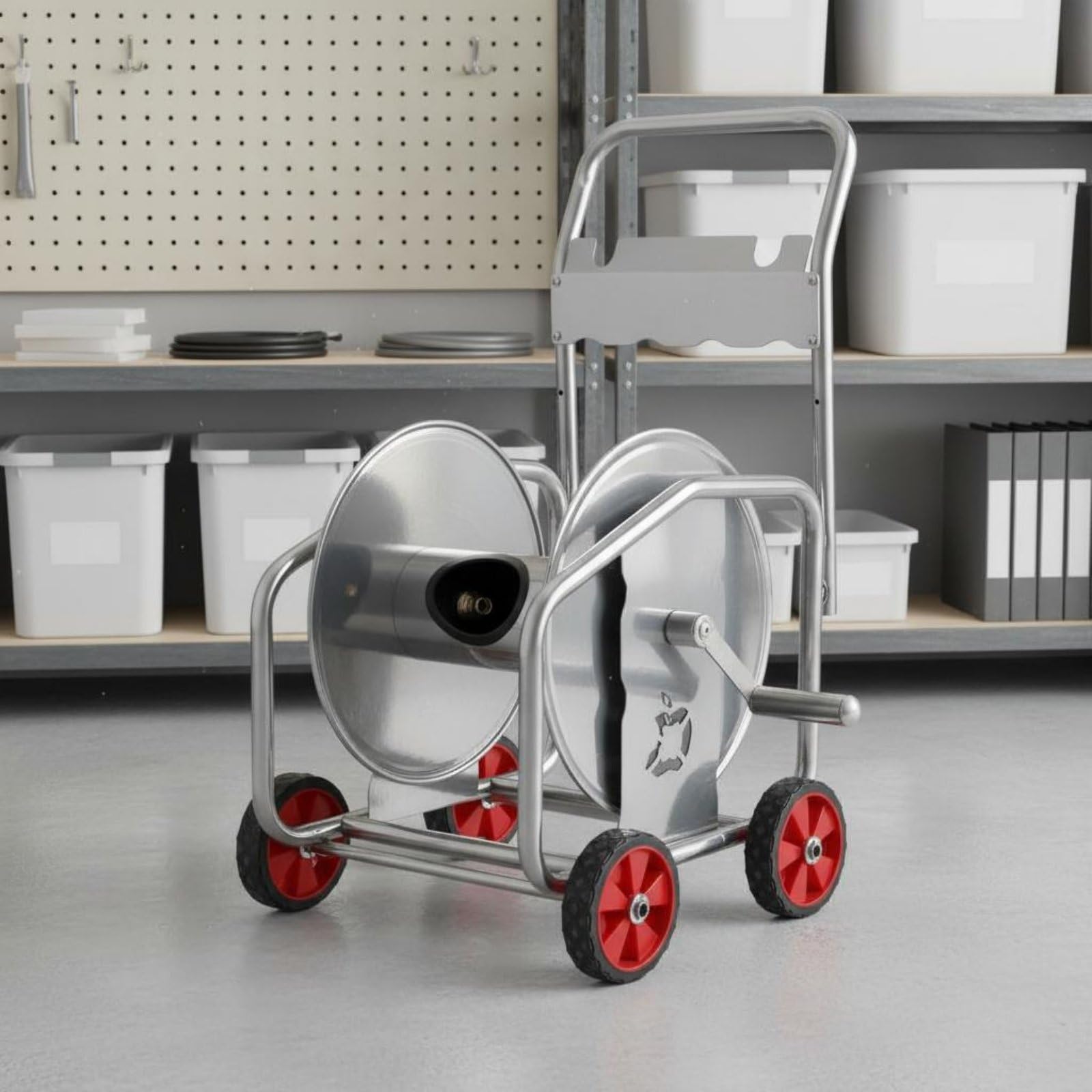 Carrello Avvolgitubo Portatile Carrello Portagomma con Ruote per Esterno, 100M