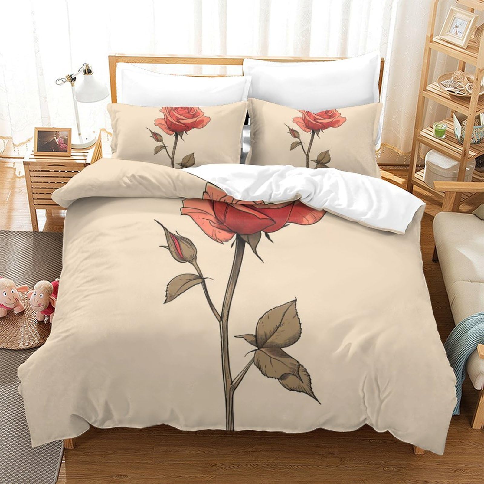 Parure de literie pour enfants et ados motif roses 3D 260x220