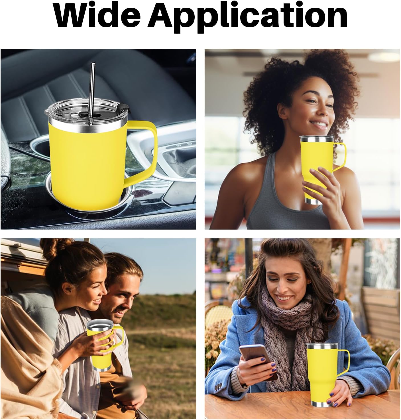 20 oz Tumbler with Handle, Stainless Steel Insulated Tumbler with Lid and Straw, Double Wall Vacuum Coffee Mug Tumbler, Insulated Coffee Thermal Cup for Cold and Hot (Yellow, 20 Ounces) - Image 7