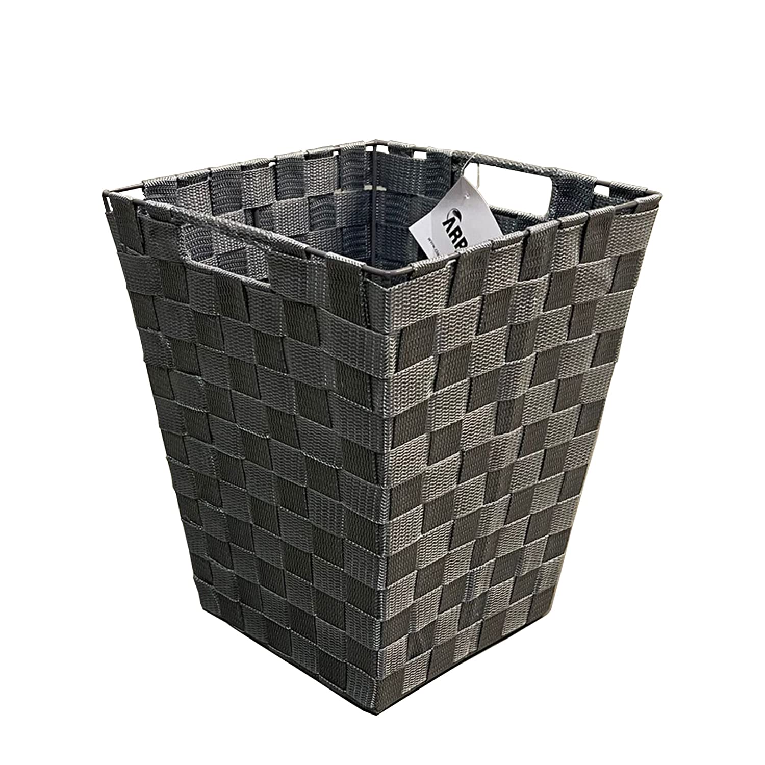ARPAN Waste Paper Bin Grey Nylon Plastic Strong Square Storage Basket Ideal for Home, Office, Hotels - Versatile wastebasket for garbage and rubbish