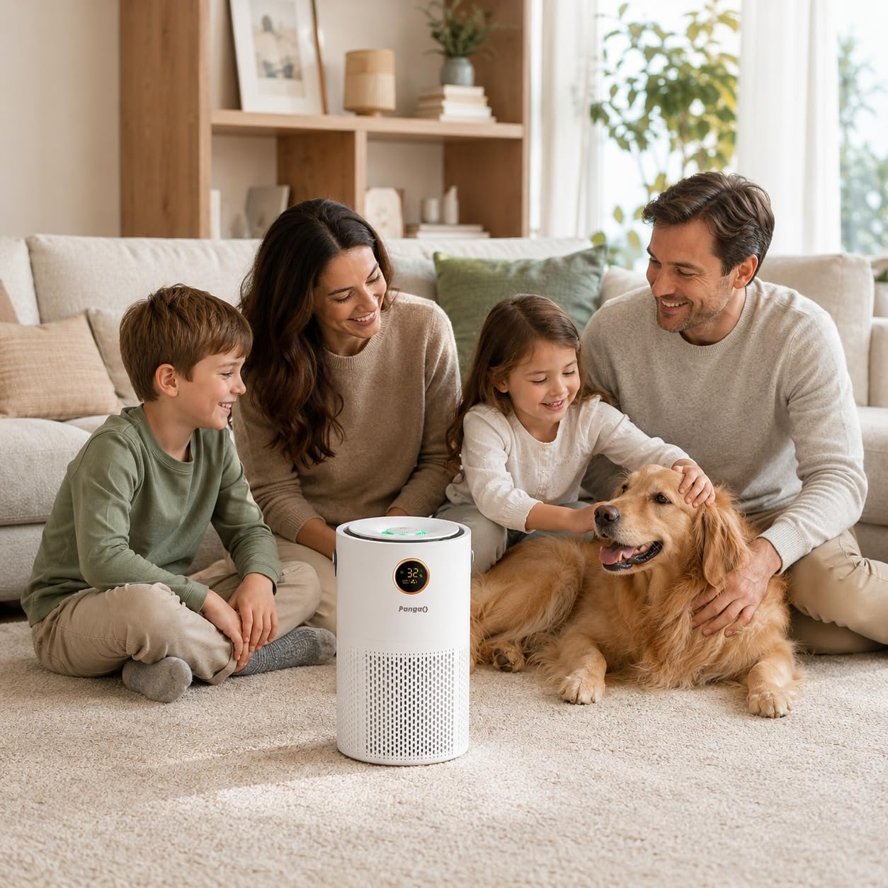 pangaO Air Purifier for Home & Office, 3-in-1, Pre, H13 HEPA, Activated Carbon, Removes 99.99% Pollutants, Allergens, Pet Dander, Smoke, Dust & Pollens - Air touch V1 4