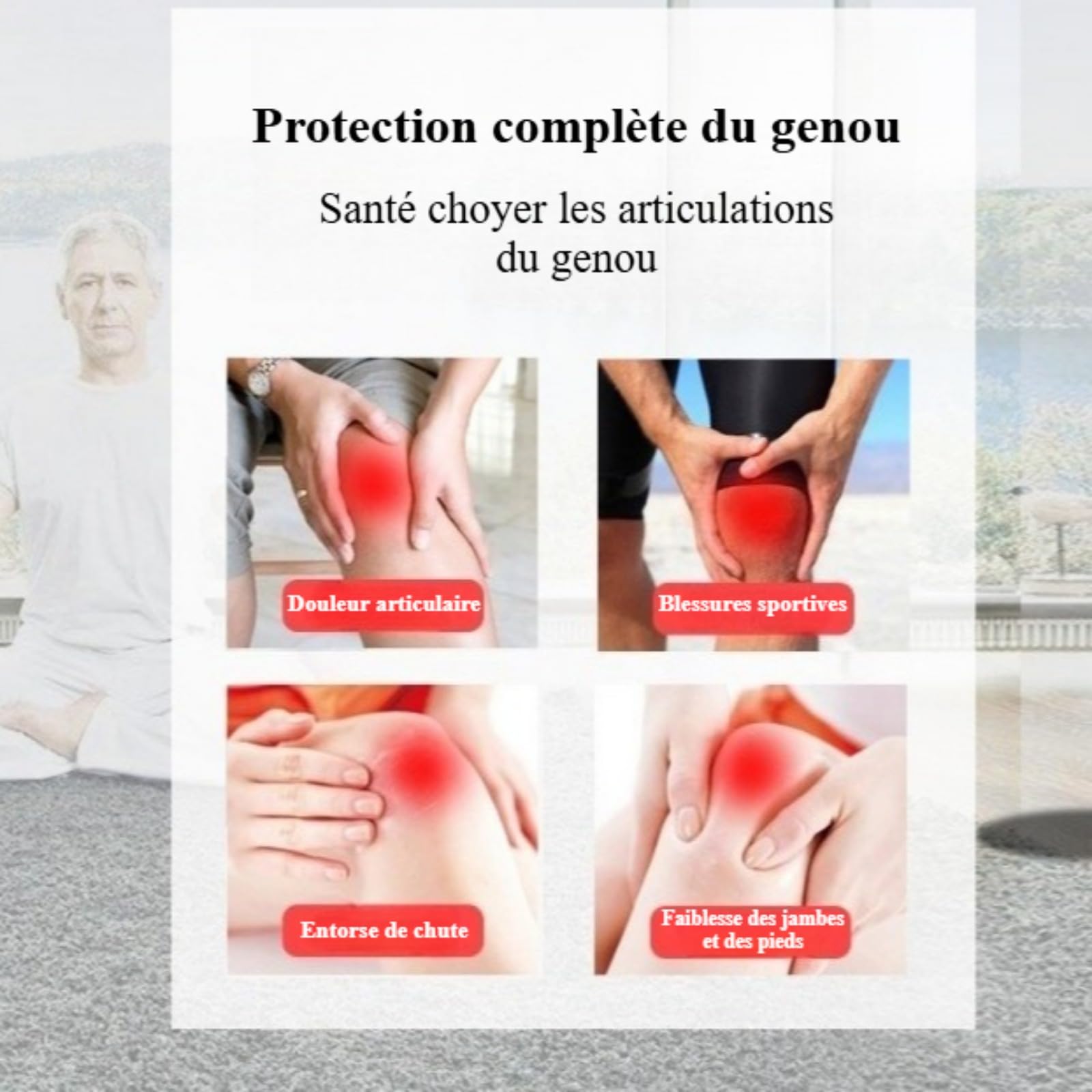 Sameo Genouillère De Soutien En Bambou – Sport, légère, respirante, stabilisateurs latéraux (Gris,3XL,1 Paire)
