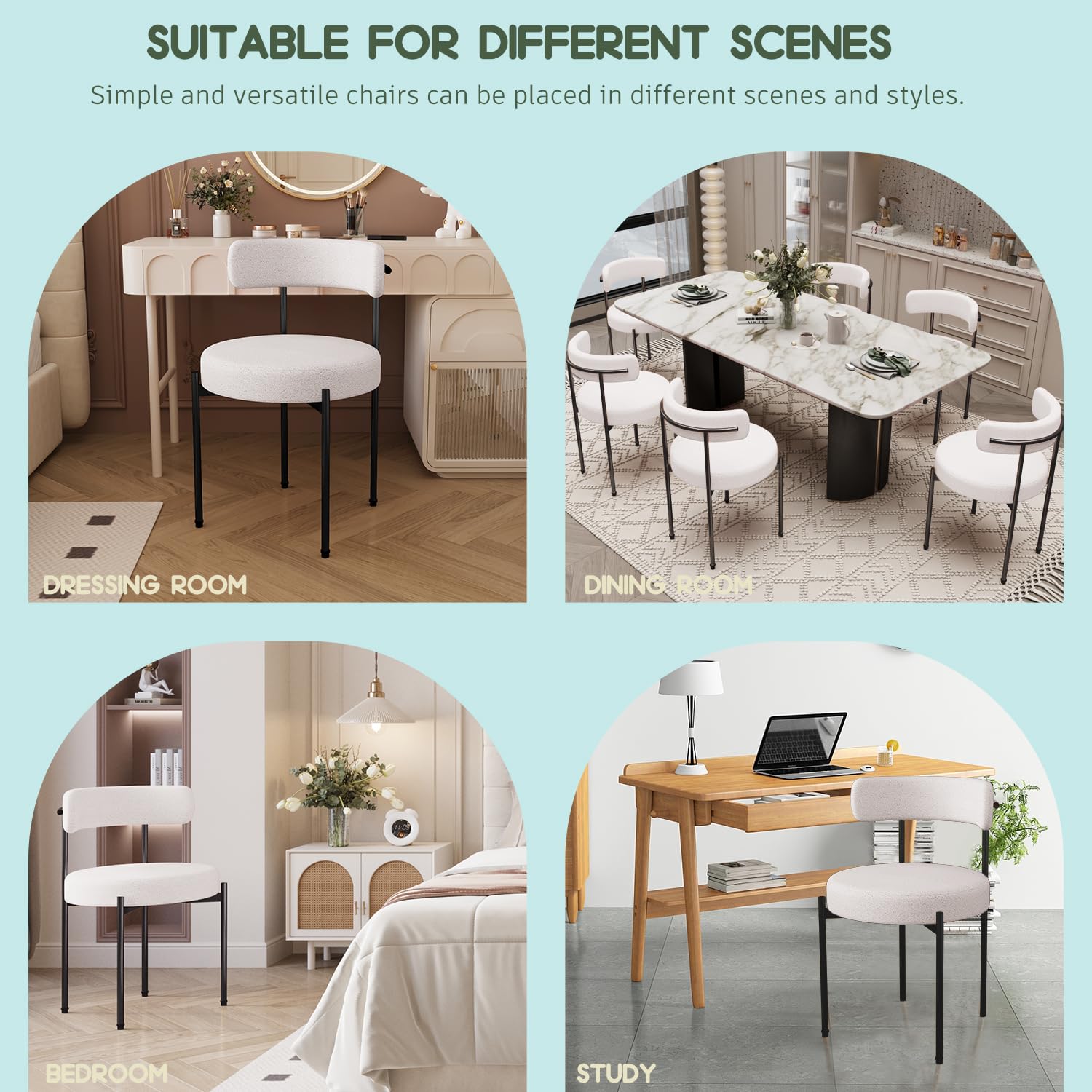 Chaise de bureau sans roulettes, chaise d'appoint confortable pour salon, salle à manger, chambre à coucher, bureau à domicile, chaise rembourrée moderne sans accoudoirs avec pieds en métal