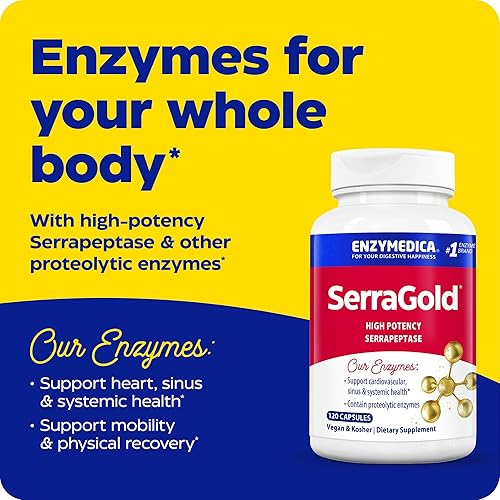 Miniatura 2 de Enzymedica SerraGold apoya la recuperación sistema inmunológico y cardiovascular suplemento natural 120 unidades FFP