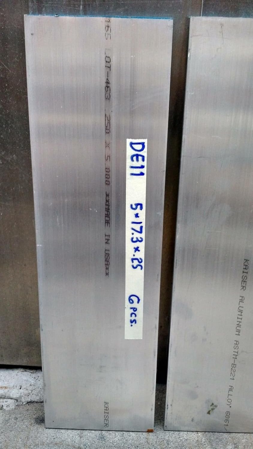 DE11 Size 5" x 17.3" x .25 thick aluminum 6 pcs