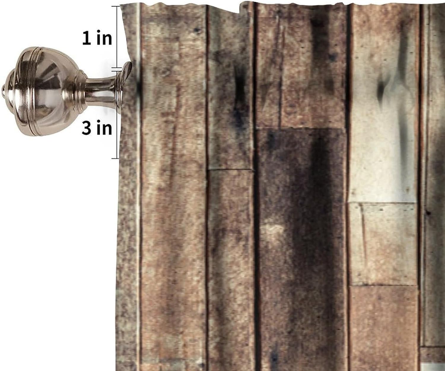 Rustic Farmhouse Valance Curtain,Vintage Wood Panels Antique Brown Rod Pocket Windows Treatment Bedroom Living Room Cafe Decor 1 Panel Set 54" W x 18" L Inch - Image 5