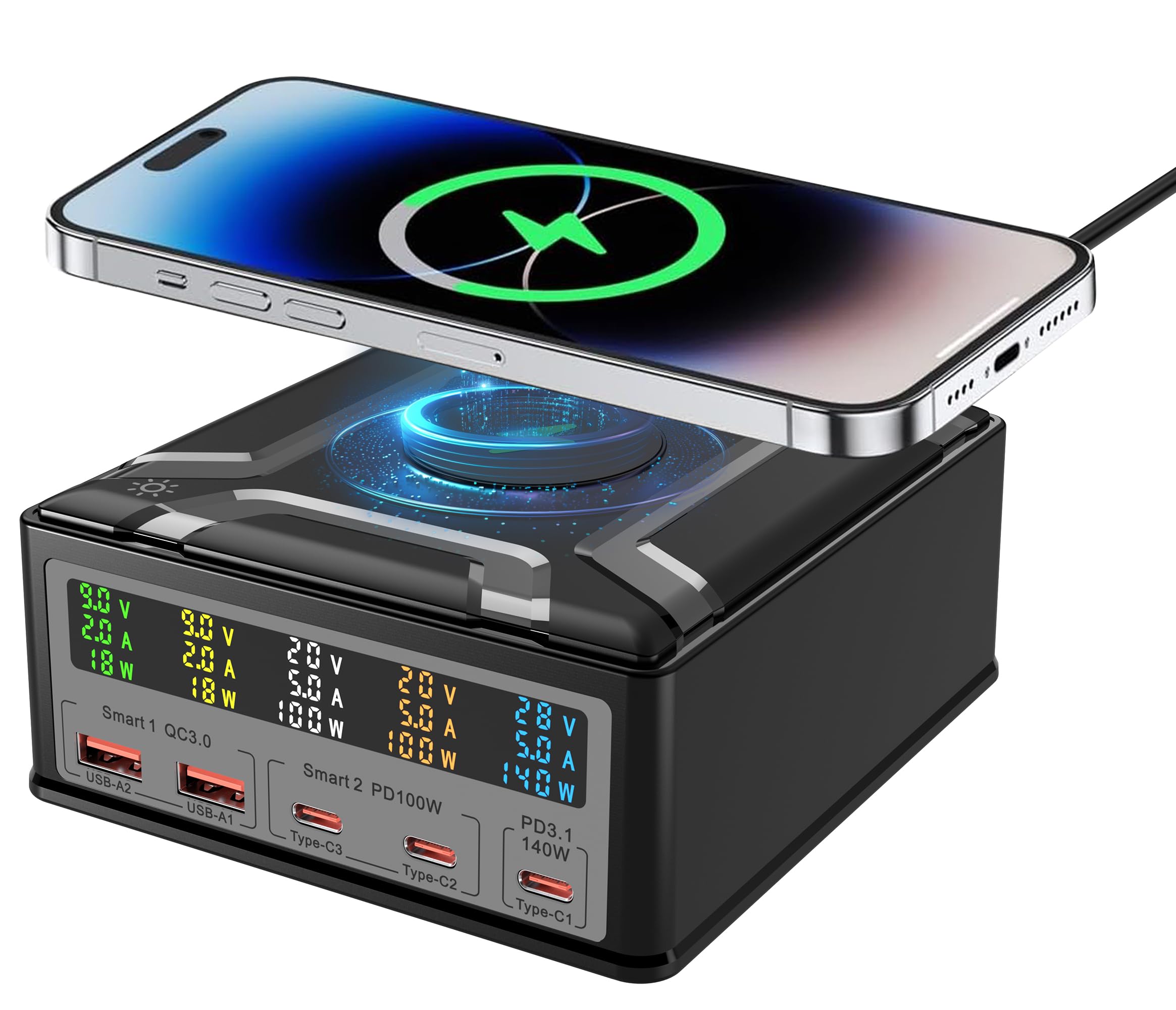 CHIPOFY 260W USB C Charger Station, 140W USB-C Power Adaptor, Desktop  Charging Station, Station Support for MacBook