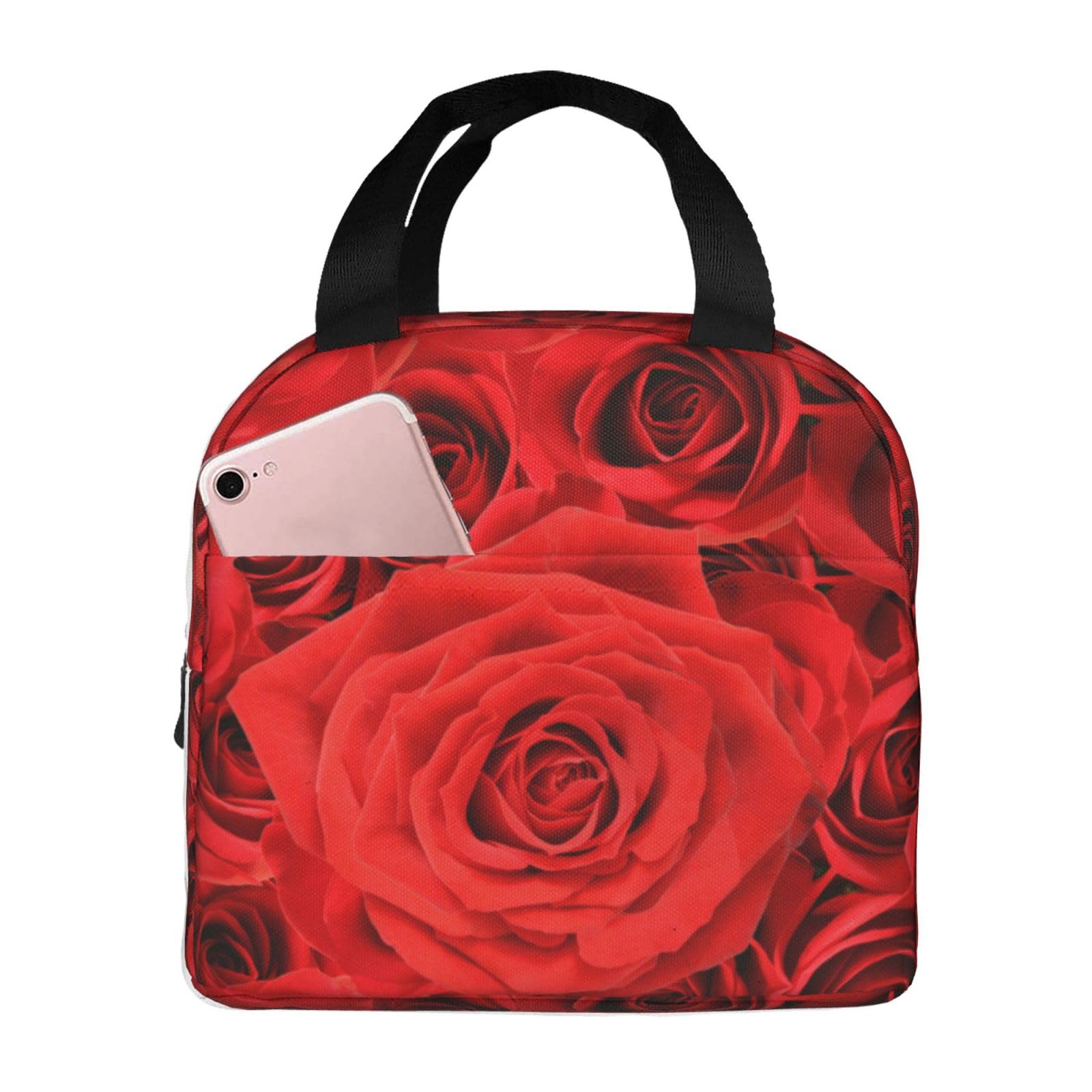 Amazon | ランチバッグ 赤いバラ 薔薇 花柄 保冷 保温 保冷バッグ お 