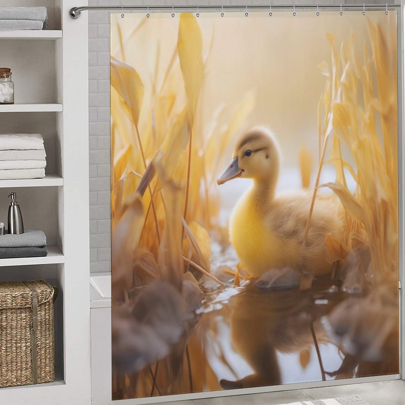 Rideau de douche canard en tissu lavable pour éliminer l'humidité de la baignoire