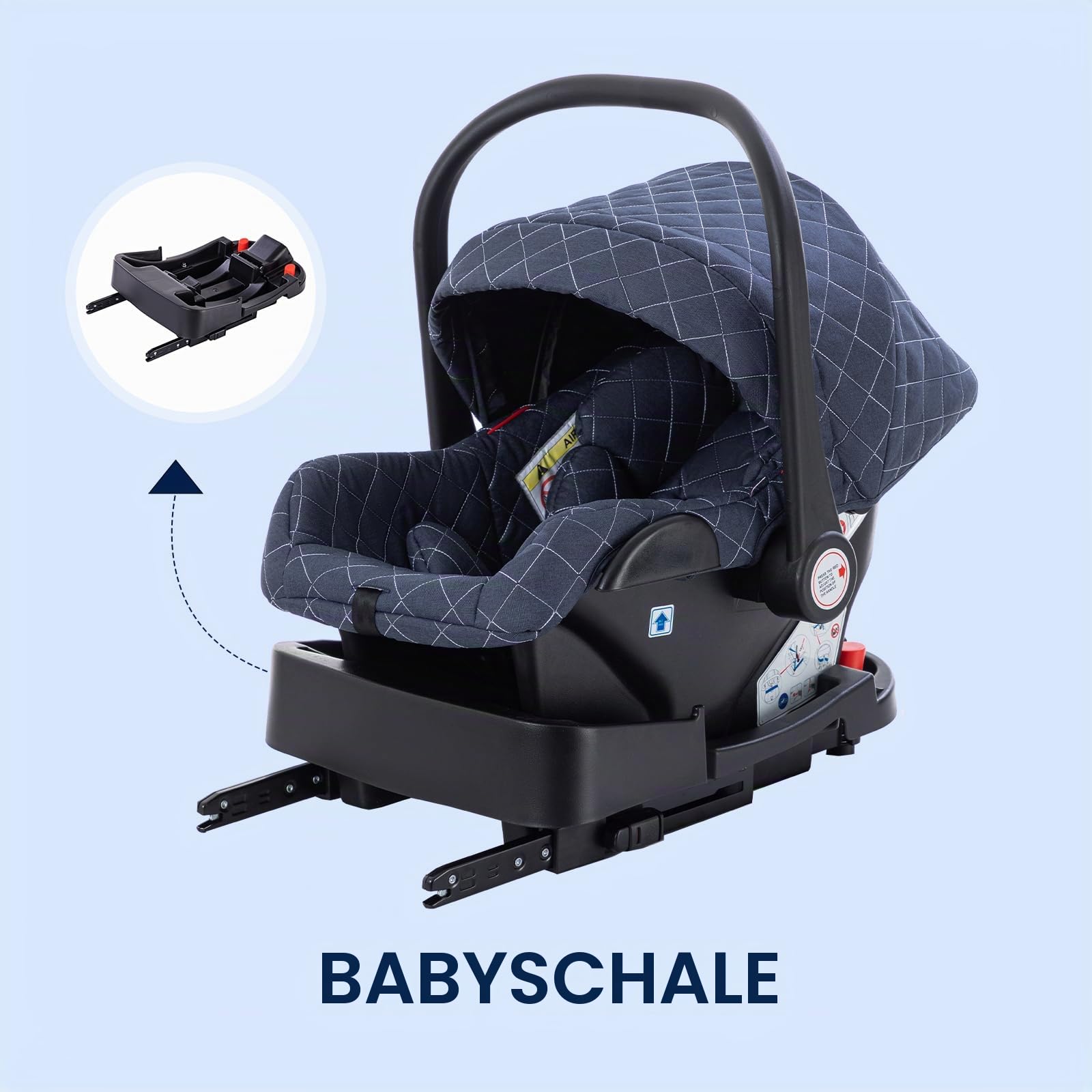 Gcarebb 3 in 1 Kinderwagen Reisesystem Mit Isofix Base, Buggy Mit Auto Babyschale, Mit Höhenverstellbarer Kinderwagen Komplettset, KombiKinderwagen Mit Aluminiumrahmen für Neugeborene 0 bis 3 Jahre