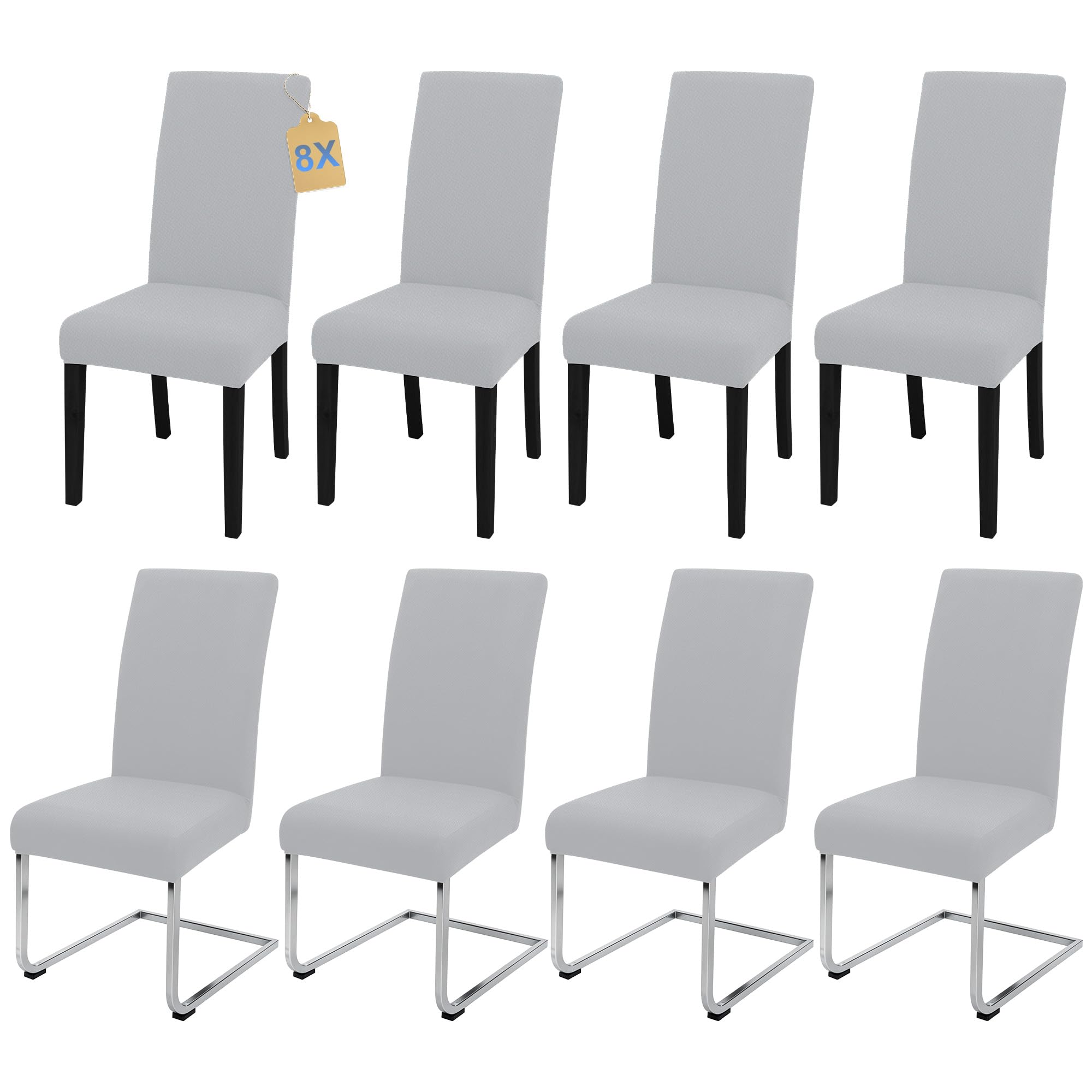 SUKAIKEQA Dehnbarer Stuhlbezug, Hochstuhlbezug, Bürostuhlbezug, (Satz 4/6/8 Stück mit Rückenlehne), geeignet für Wohnzimmer, Küche, Party und Hotel