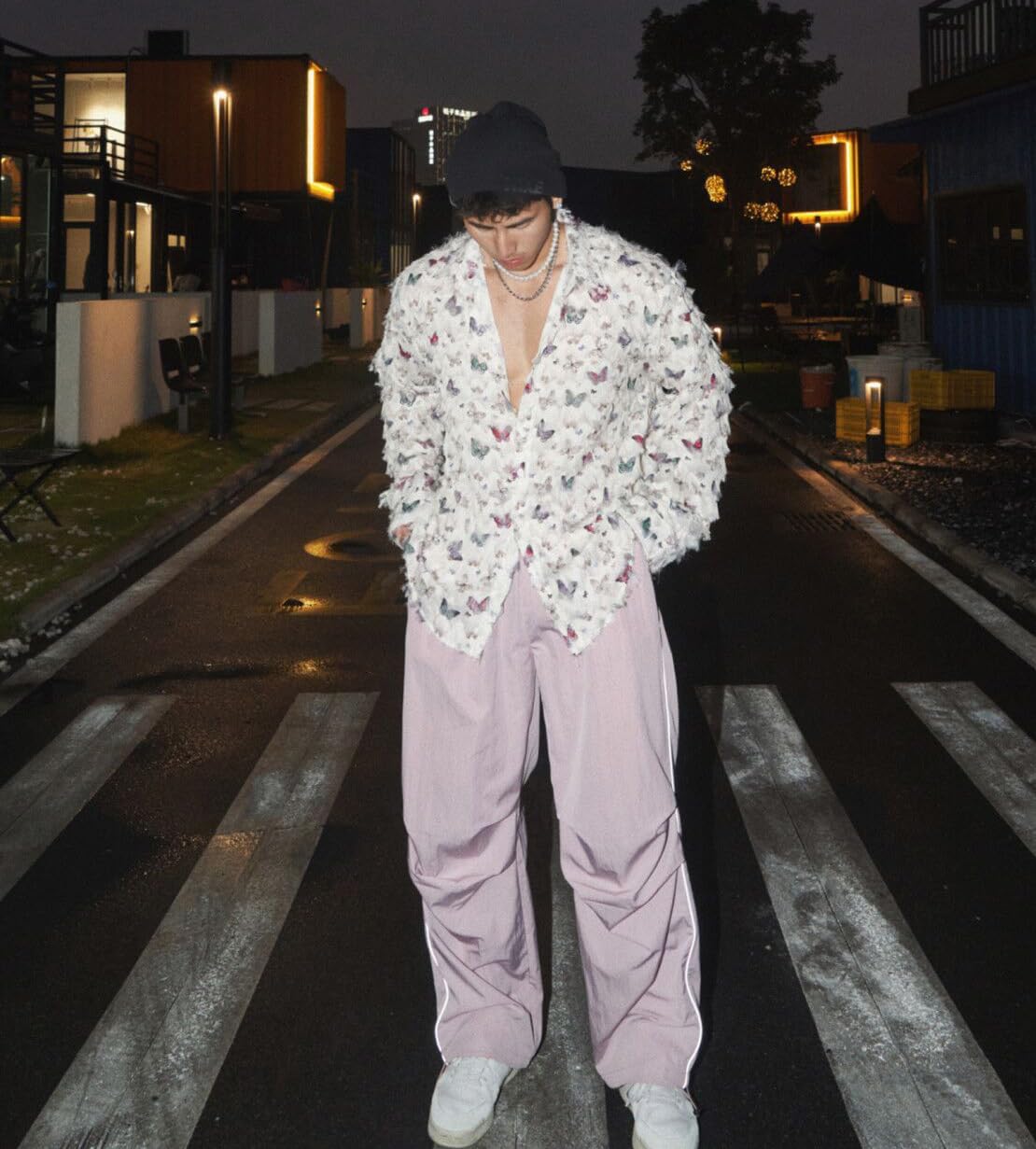 Mens See Through Lace Long Sleeve Mesh Floral Shirt Casual Button Down Shirts