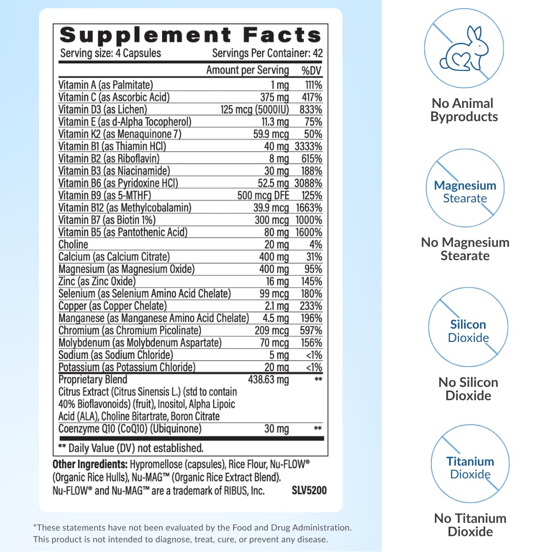 StellaLife DentaMedica Vegan Daily Multivitamin Nutritional Support for Faster Dental Surgery Recovery, VIT D3 K2 C B Zinc CoQ10 Magnesium, Healthy Bones & Gums, Non-GMO, GMP USA, 168 Capsules — Amazon image 4