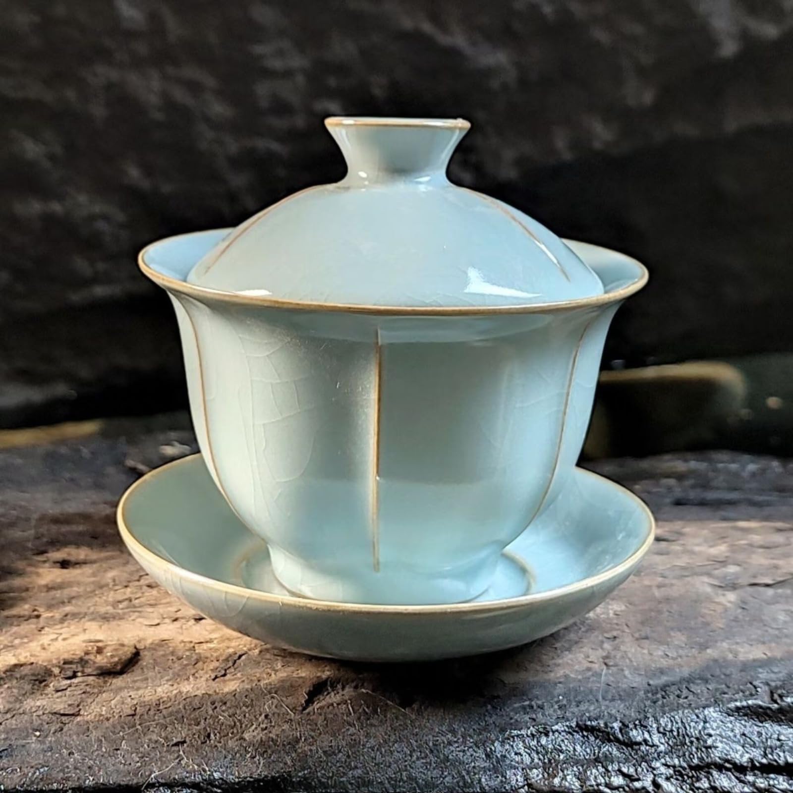 Service à thé Gaiwan Ru Kiln Tianqing en céramique artisanale de 160ml