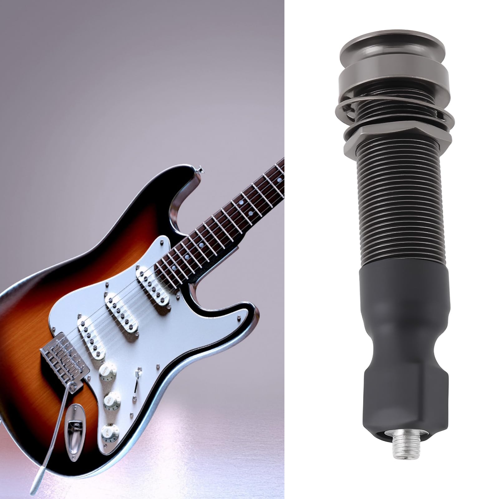 YINETTECH Endpin Jack Sound Pick-up Socket 6.35mm Output 2.5mm Input for Acoustic Guitar Accessories 60.5x15.6mm, Black - Image 2