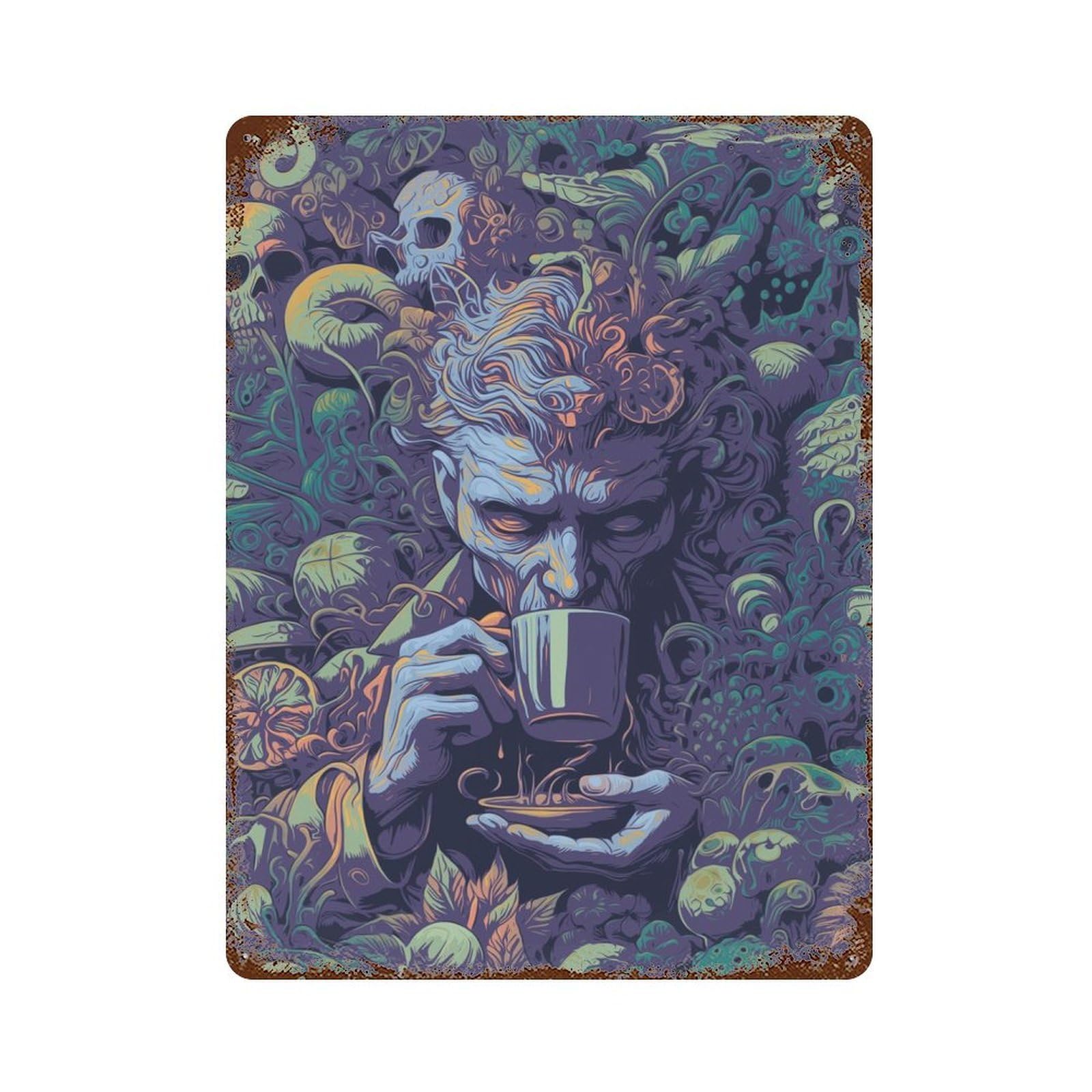 Thoughts Aged Metal Wall Plaque 15.7"x11.8", Decorative Metal Wall Art for Garage, Pub Or Kitchen