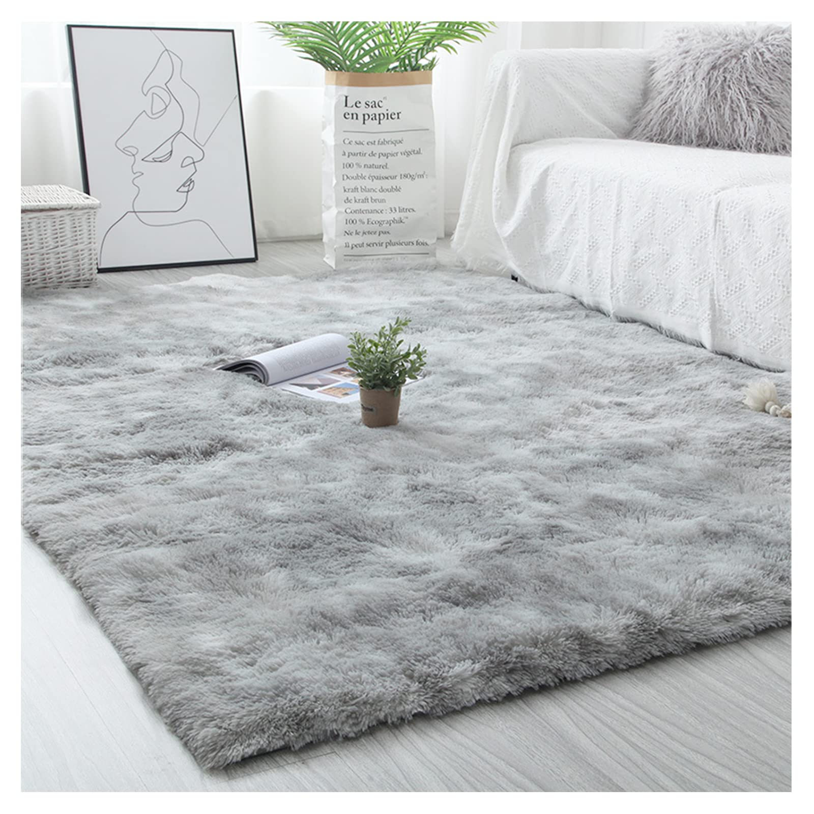 Ergocar Tappeto Pelo Soggiorno, Moderno Tappeto Camera da Letto Soggiorno, Tappeti Super Morbido e Antiscivolo, Shaggy Tappeti, Calda Decorazione del Pavimento in Casa