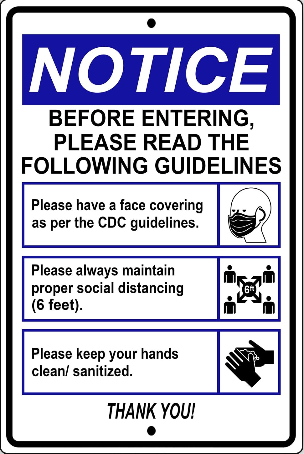 Notice Before Entering Please Read The Following Guidelines Metal Sign