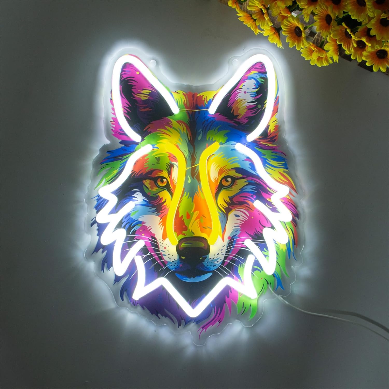 Wolf Neon Sign, Neon Lights with Ten Brightness Settings for Man Cave Game Room Decor Bedroom Pub Club Wall Art Decor Gifts(Wolf)
