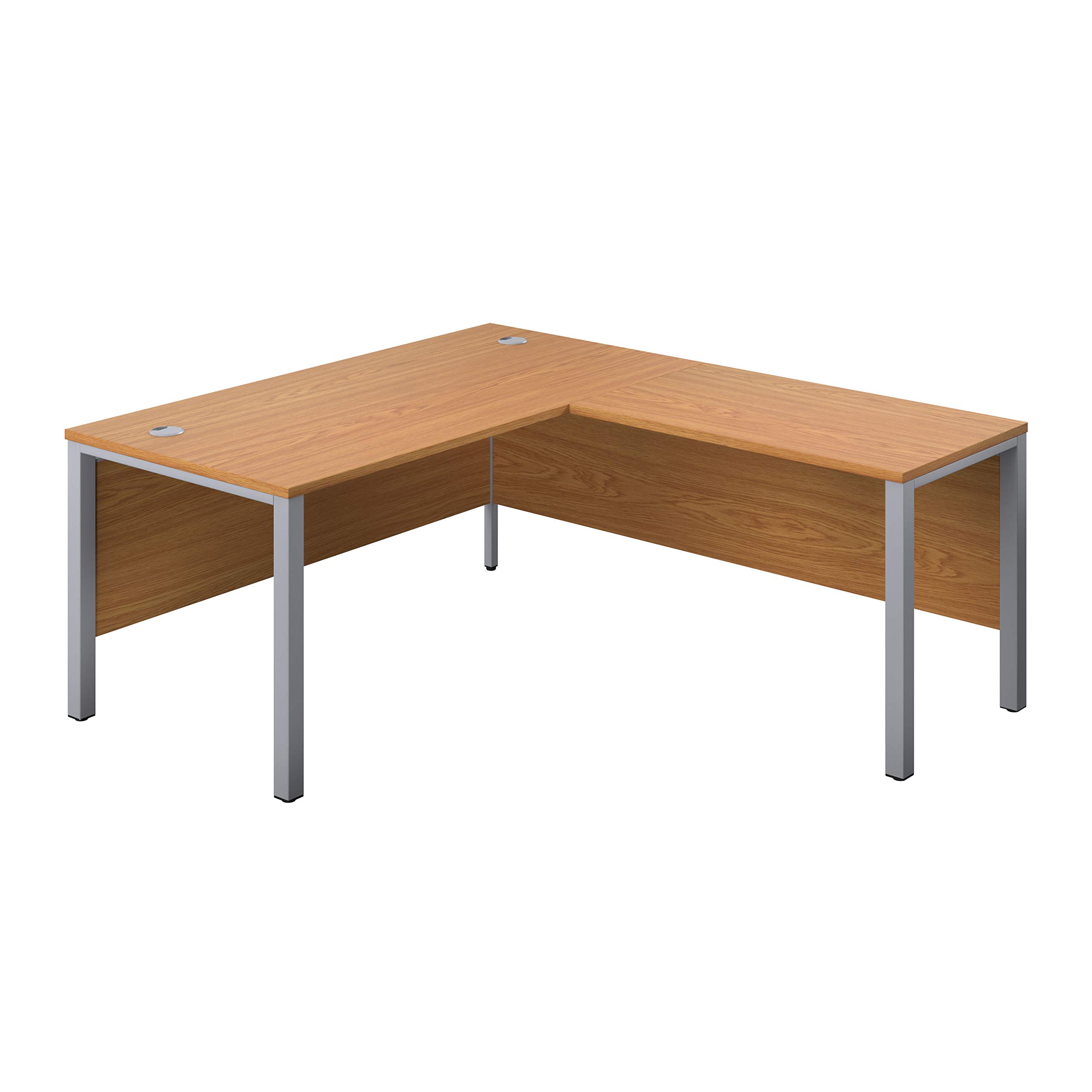 Office Hippo Heavy Duty Corner Office Goalpost Desk with Right Return, Home Office Desk, Filing, PC Desk For Office or Home, 5 Yr Wty, MFC - Oak Top, Silver Legs, 160cm x 180cm