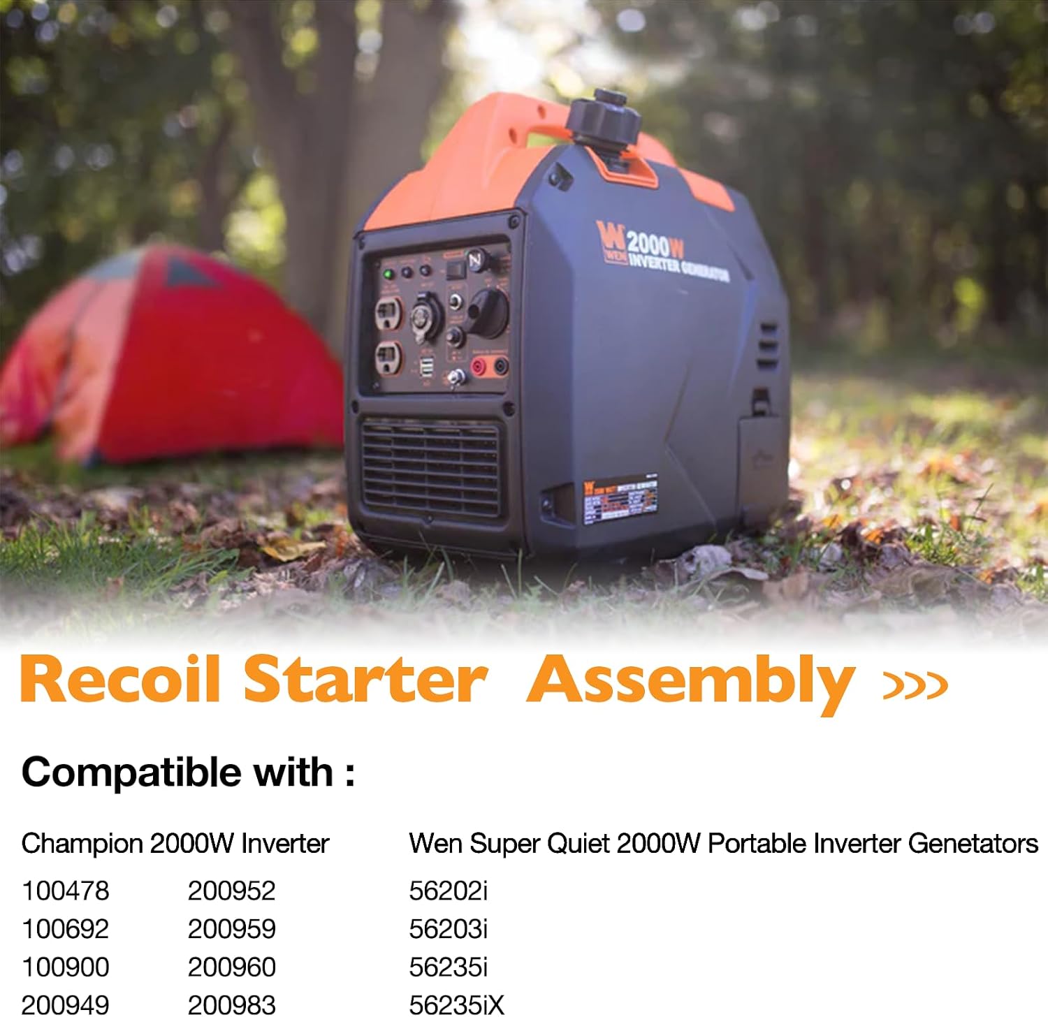56202i-166 Recoil Starter Assembly Compatible with Wen Super Quiet 2000W Inverter Generator 56202i 56203i 56235i, Pull Start Fit for Champion 2000W Inverter Generator 100478 100692 100900 200949