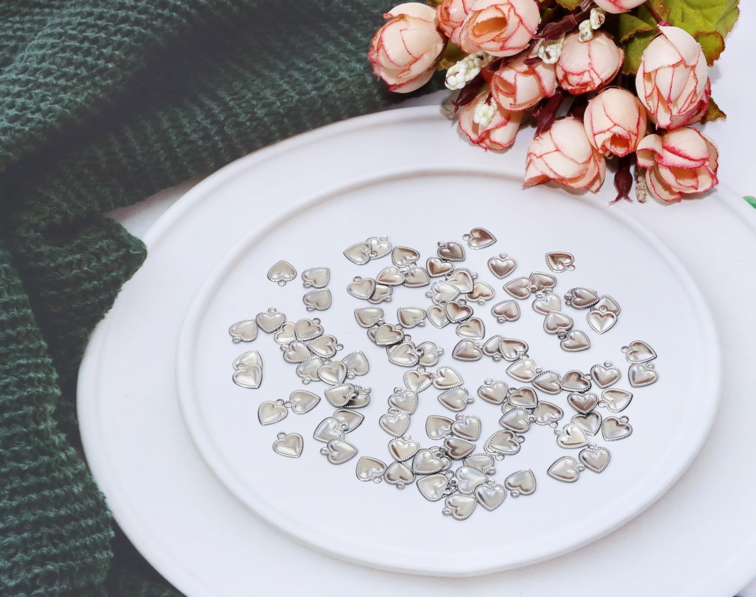 Tupalizy Small Heart Charms Beads Stainless Steel Love Dangle Charms Pendant for Jewelry Making Bracelets Necklace Earrings Key Chains Gifts Valentine’s Day Wedding Christmas Party Crafts Decors,10x8mm - Image 4