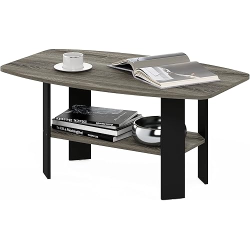 Furinno Simple Design Coffee Table, French Oak Grey/Black