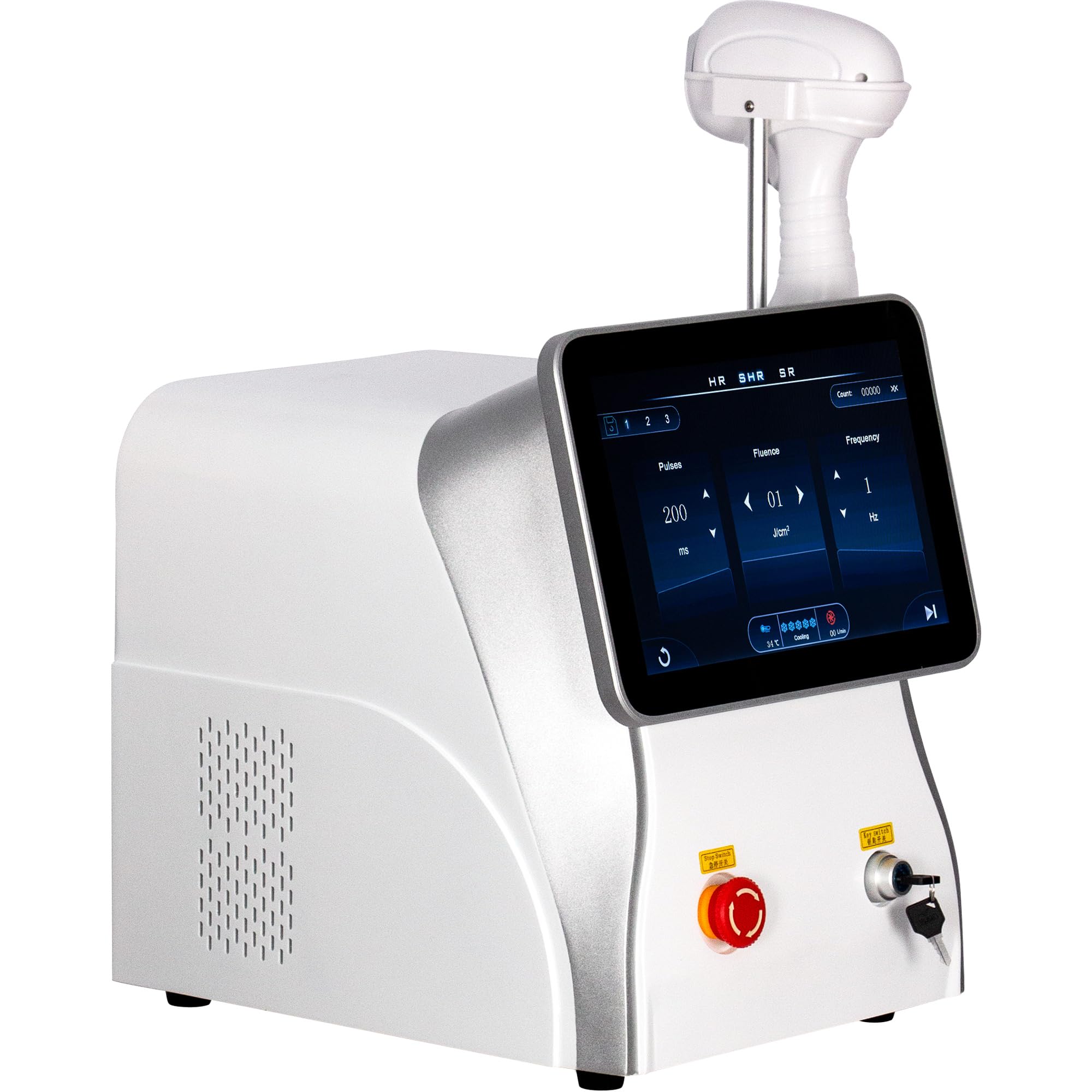 Apparecchiatura professionale per la depilazione con laser a diodi 808, | Regolabile in tre modalità, utilizzabile su braccia, gambe, schiena, ascelle e zona bikini, ecc., bianco