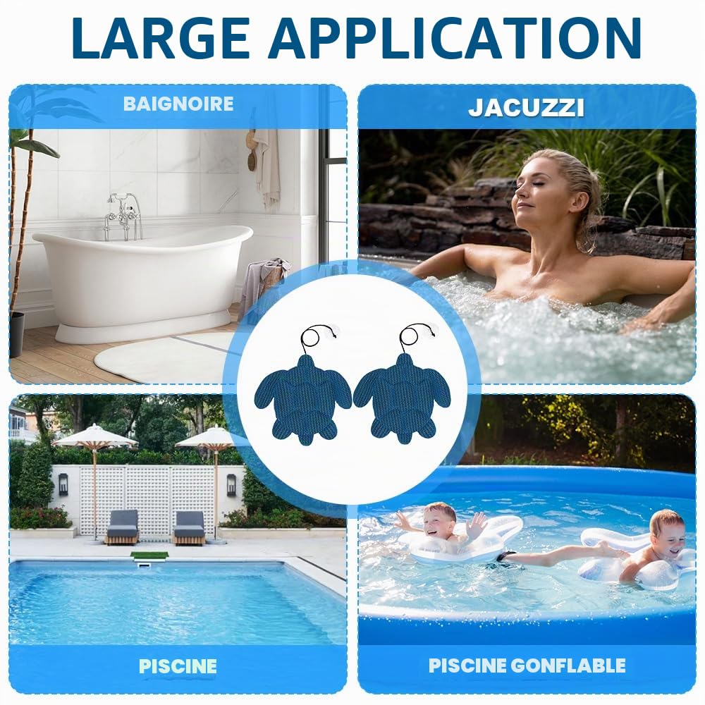 Lotvic Lot de 2 absorbeurs de mousse pour jacuzzi - Réutilisables - Absorbeur d'huile - Tortue en mousse - Pour accessoires de jacuzzi, piscine et spa - Nettoyage des accessoires de piscine