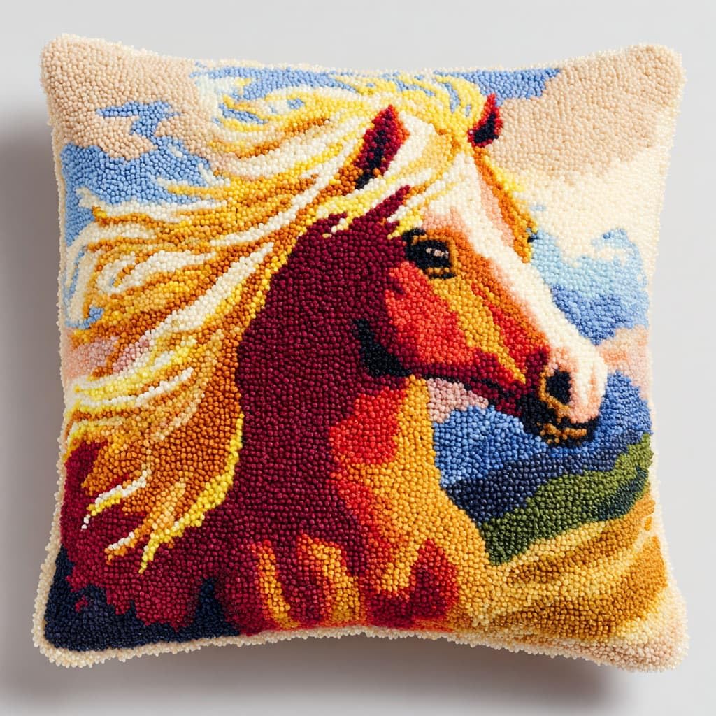 Henypt Latch Hook Cushions Kits Horse