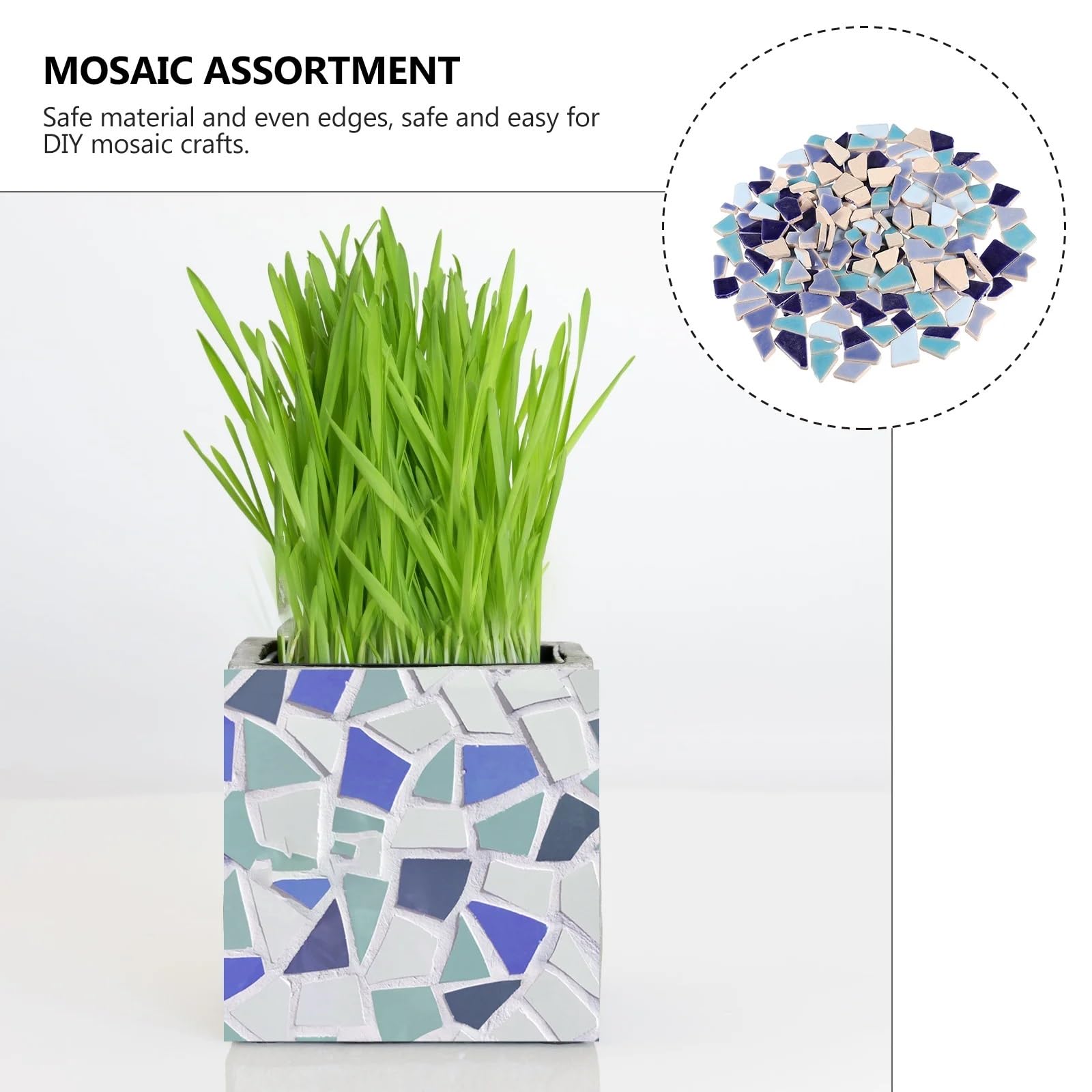 Mosaico in Ceramica Forma Irregolare for Lavoretti Fai da Te 200g Multicolor(Blackwhite)