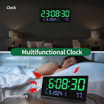 Fuloon Digital Wall Clock, 15.5 inch Large Display with Remote Control
