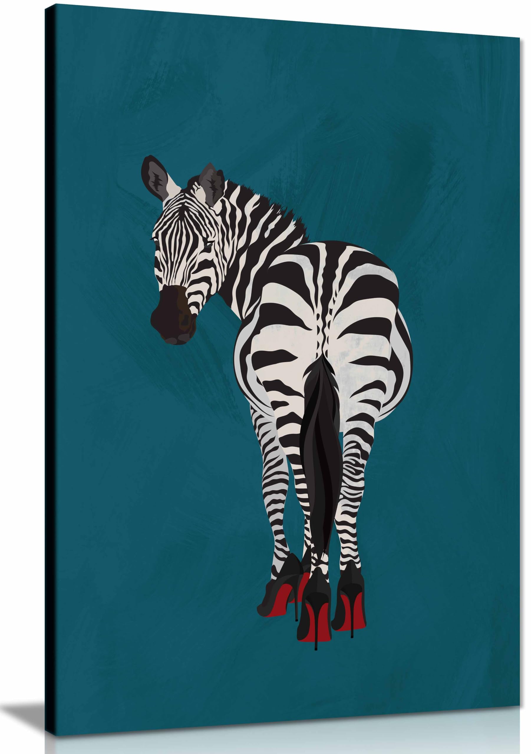 Panther Print Framed Canvas Zebra Heels Print, Pictures For Home Walls, Bedroom, Living Room & Bathroom Decor 91X61cm (36X24in)