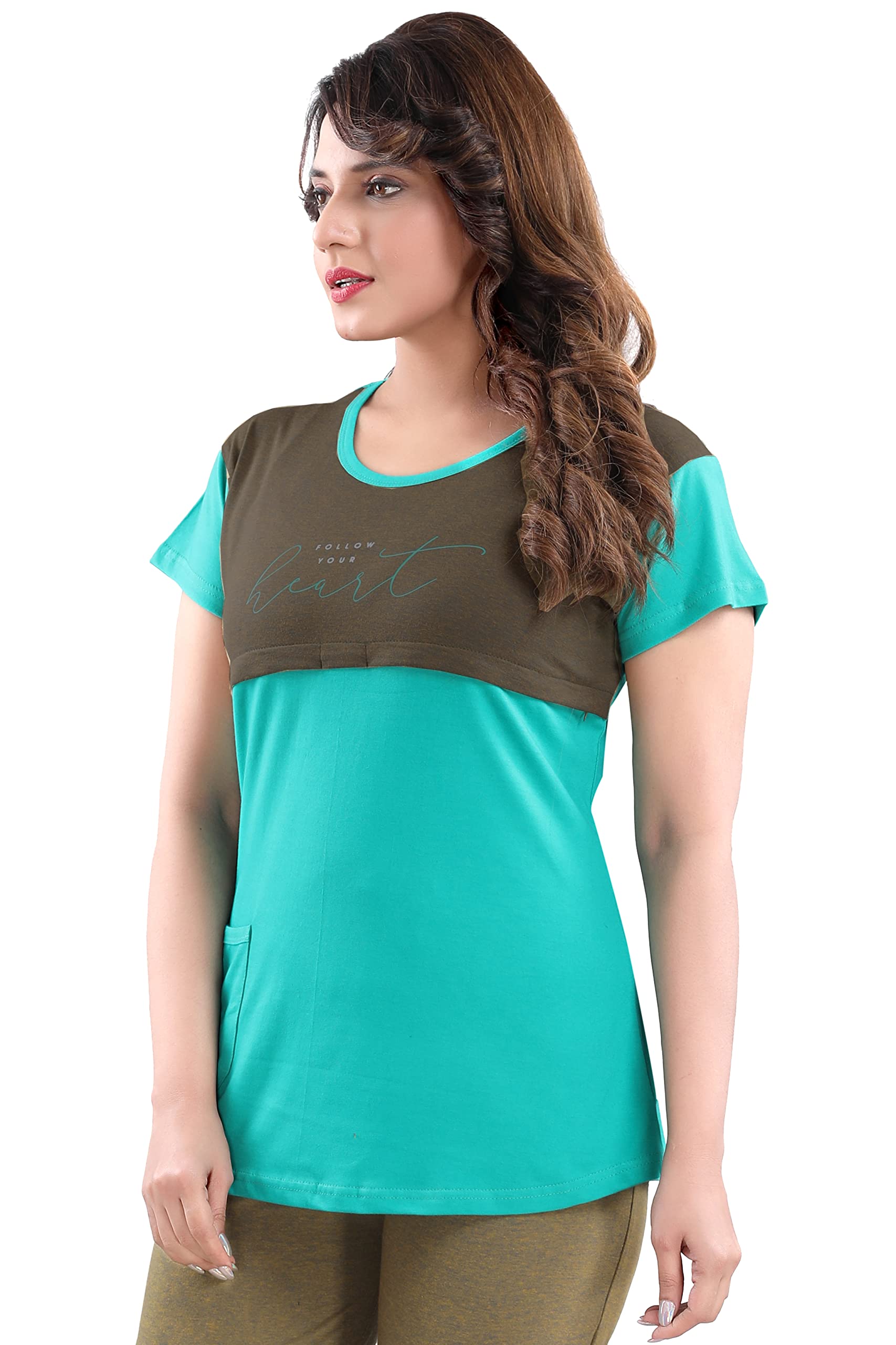 ATTEMPT Printed Women Nursing/Maternity/Feeding Top (XX-Large, Green) - Image 6 thumbnail
