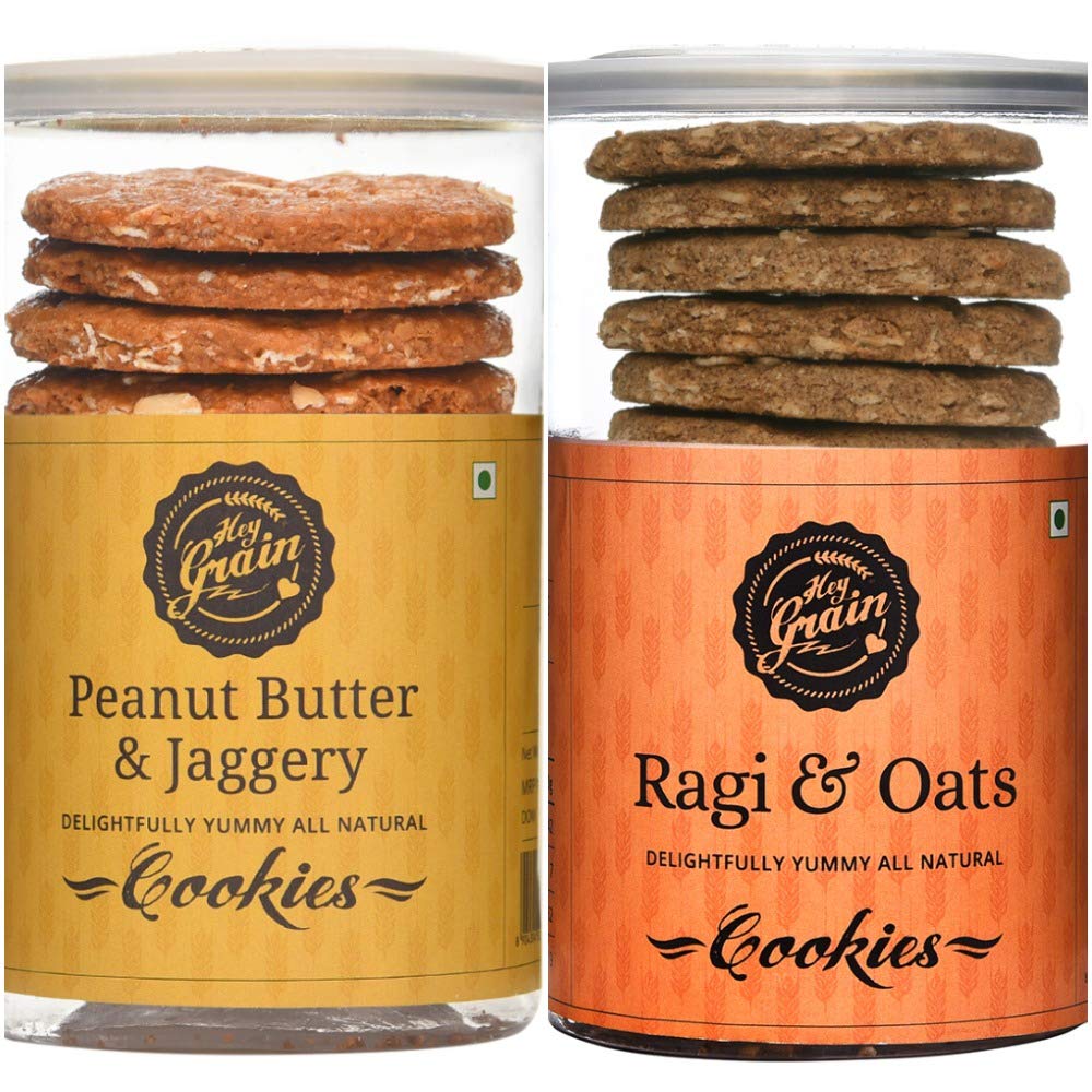 Hey Grain Cookies Home Combo2 (Ragi & Oats Cookies, Peanut Butter