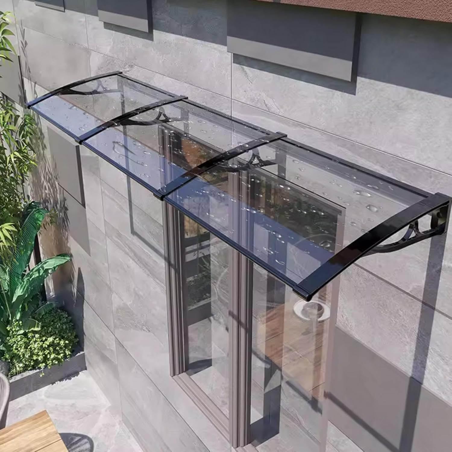 Genérico Marquesina Puerta Exterior,Soporte de aleación de Aluminio,Marquesina para Puertas y Ventanas,Marquesinas Exterior,Toldo Cubierta de Policarbonato,120x400cm/47x158in