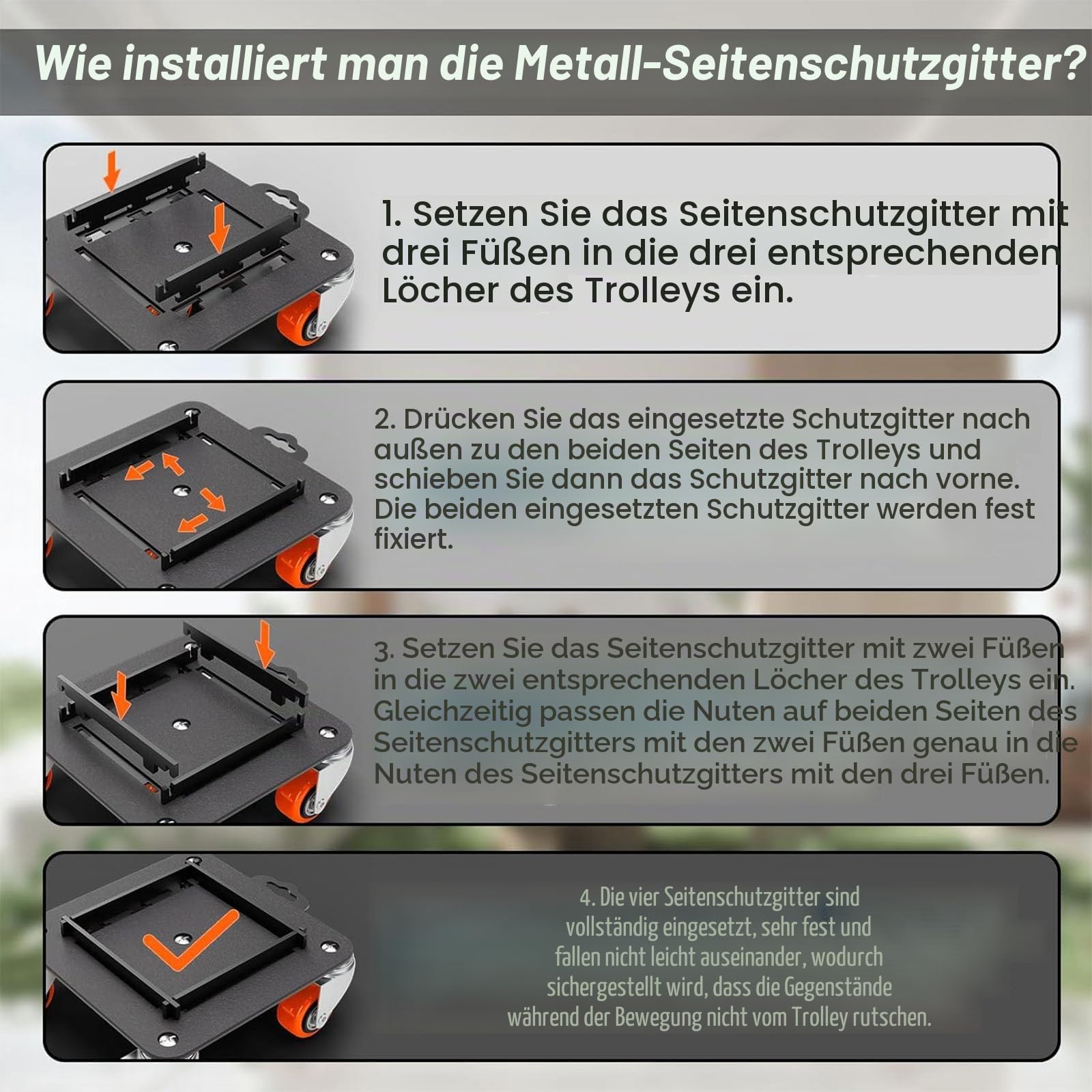 Möbelrollen Schwerlast, Möbel Transportrollen Set 1300kg Kapazität | Möbelheber und Transportrollen für Schwere Möbe,Profiwerkzeug zum Umzug von Möbeln, 5 Räder mit Abnehmbarem Seitenschutz