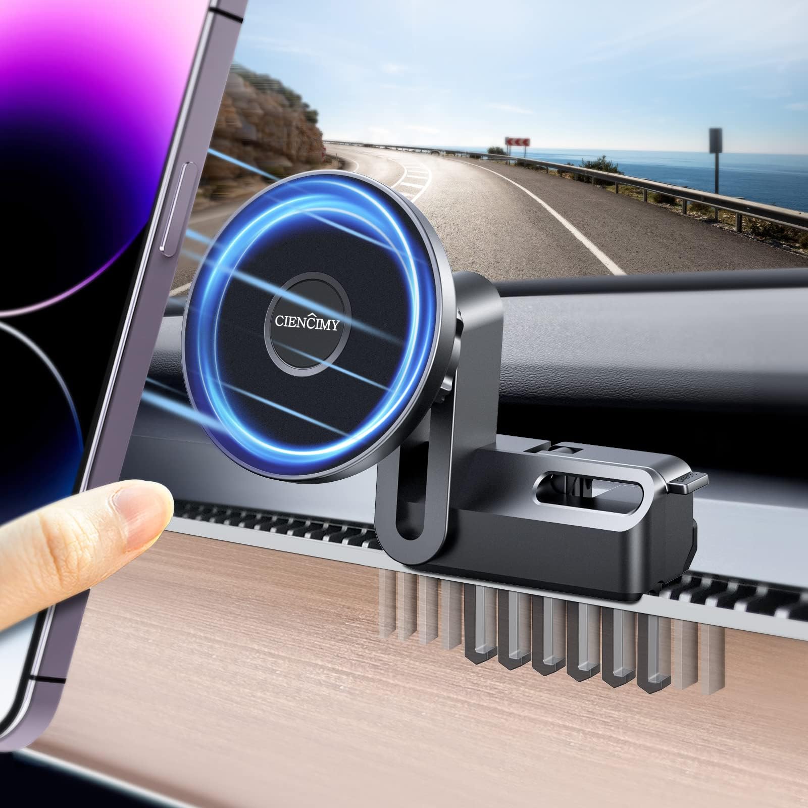 CiencimyTesla Phone Mount Designed for Model 3 Model Y, 【Easy Install】 Magnetic Tesla Phone Holder Compatible with MagSafe iPhone 14 13 12 Pro Max Plus Mini and All Phone