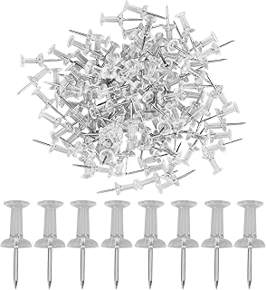 120pcs Transparent Push Pins,Plastic Head Drawing Poster Tacks Needle, Clear Poster Pins for Wall Hangings,Cork Board,Maps Posters Photos,Pinboard,Notice Board,Xmas Party Decorations