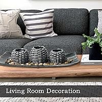 Vista 2 de Decoración de mesa auxiliar, 3 portavelas con bandeja y rocas, decoración de mesa de centro de mesa para sala de estar, comedor, dormitorio