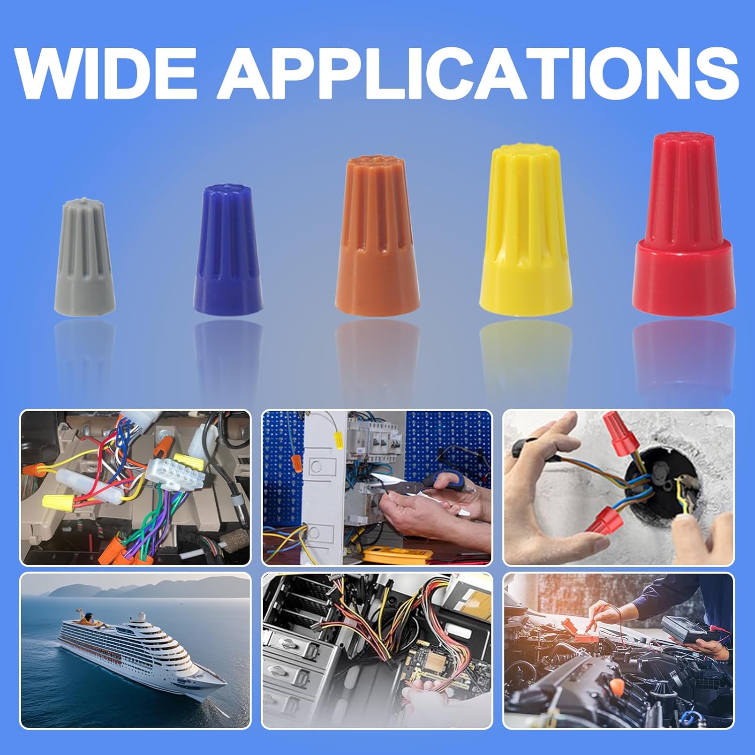 150PCS Electrical Wire Caps Wire Connectors Nuts Kit, Insulating Insert Twist Electrical Wire Connectors with Spring, Portable Wire Caps for Quick Connection, Colorful Wire Caps Electrical