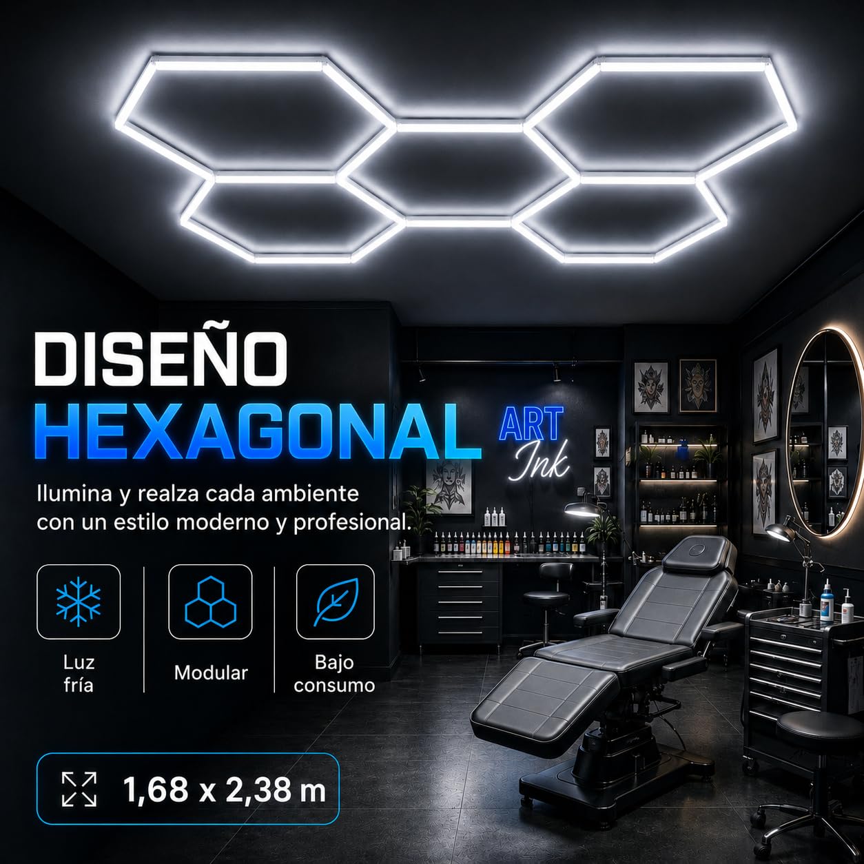 LED de nido de abeja techo-pared led diseño Garaje Detallado carrocería tienda de llantas taller de lavado de autos