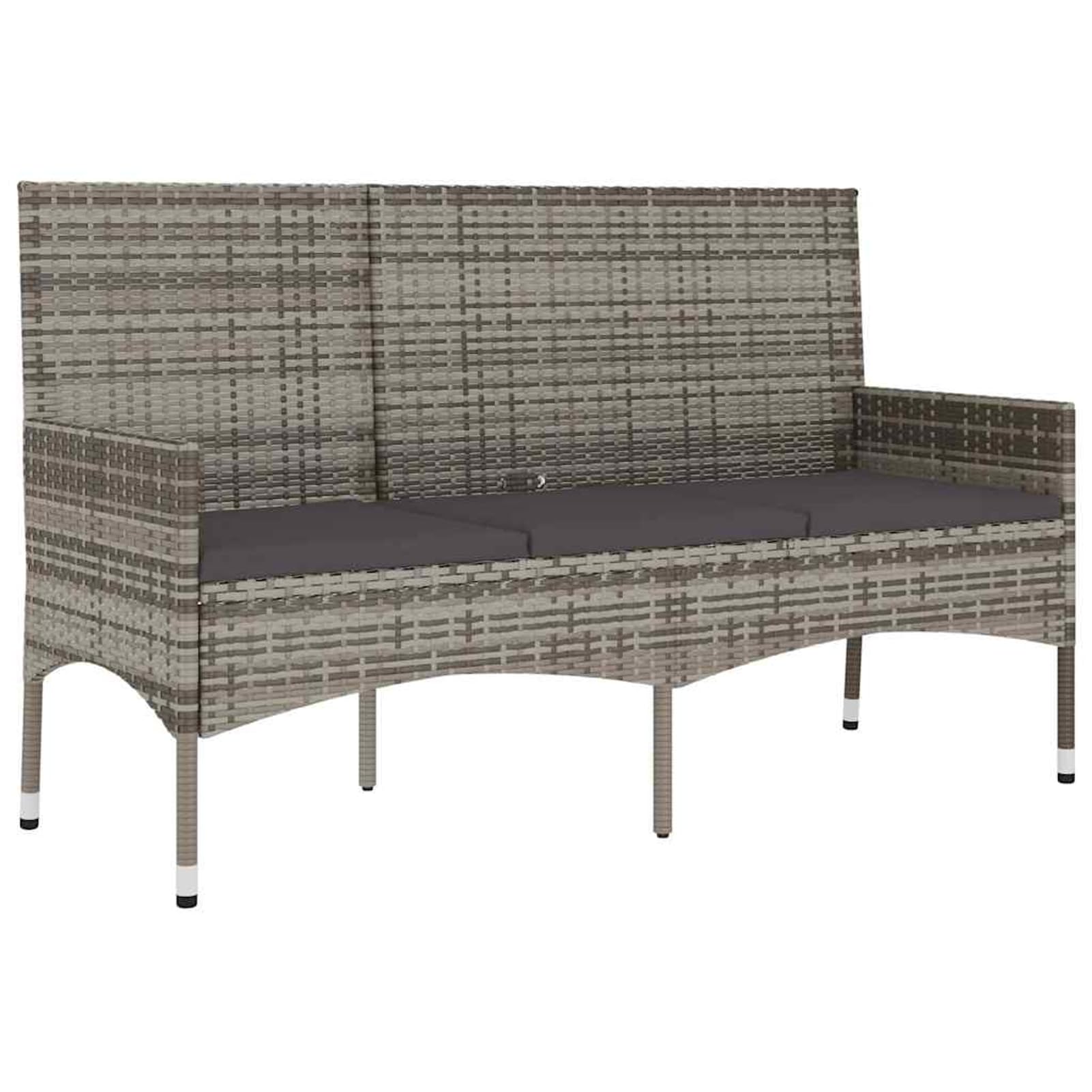 Poly-Rattan Gartenbank 3-Sitzer grau 140x51x85 cm