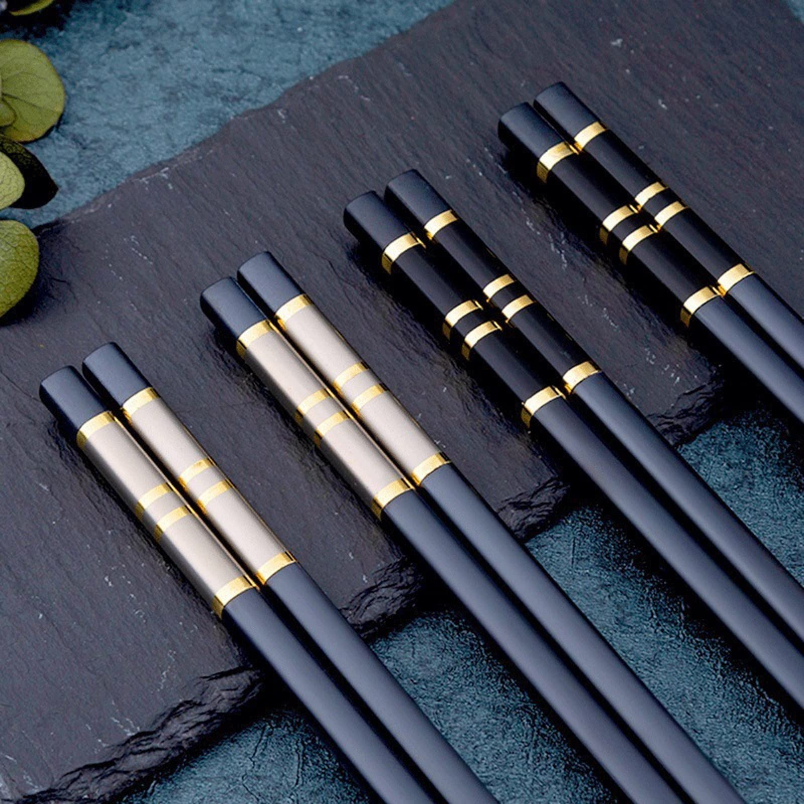 Palillos Reutilizables, 10 Pares de Palillos de aleación, palitos de Sushi, vajilla, palitos de Comida China, Utensilios de Catering, Utensilios de Cocina Antideslizantes for el hogar