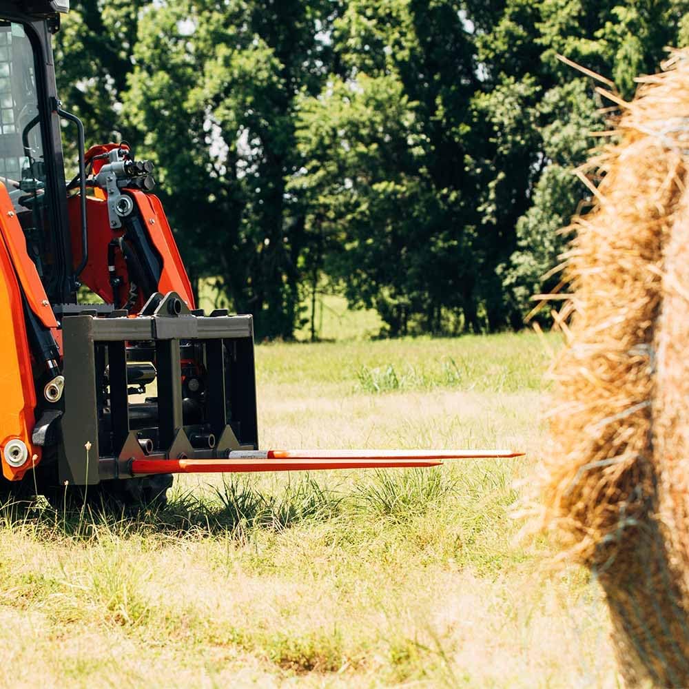 Titan Attachments HD Skid Steer Hay Frame Attachment, Two 39" Hay Spears, Rated 4,000 LB, Quick Tach Mounting, Hay Handing Equipment for Bobcat Tractors